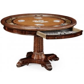 Jonathan Charles Mahogany Card Table/Round Poker Table