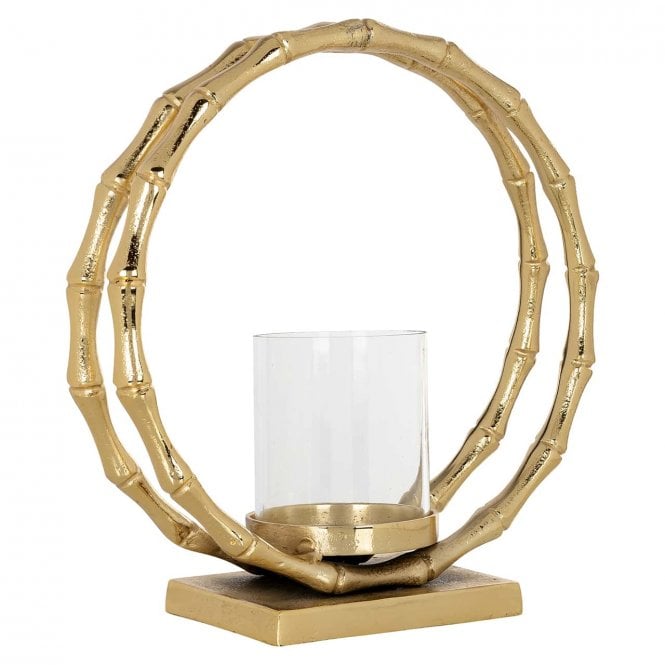 Merlyn Gold Hurricane Candle Holder With Large Glass
