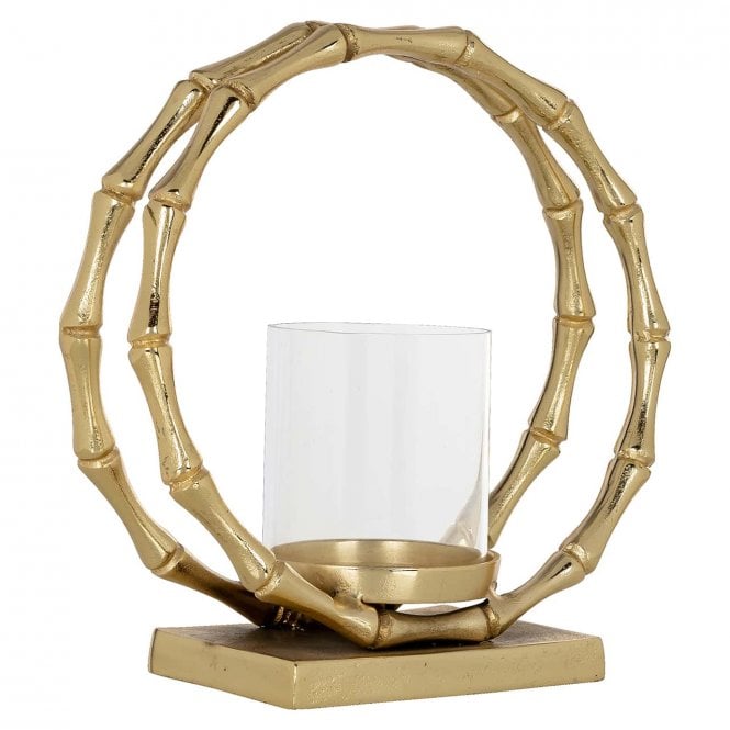 Merlyn Gold Hurricane Candle Holder With Small Glass