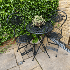 Metal Bistro Set 2 Seater - Black