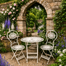 Metal Bistro Set 2 Seater - Cream