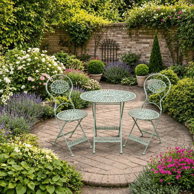 Metal Bistro Set 2 Seater - Green