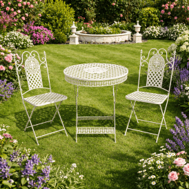 Metal Bistro Set 2 Seater - White