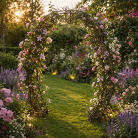Metal Garden Arch Ideal For Wedding Days, Brown