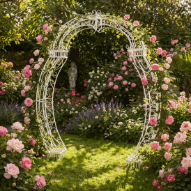 Metal Garden Arch Ideal For Wedding Days, Cream