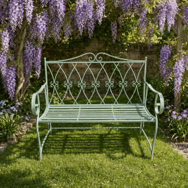 Metal Garden Bench In French Style - Green