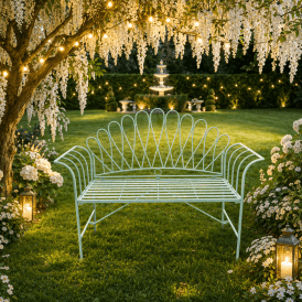 Metal Garden Bench In Provence Style - Blue