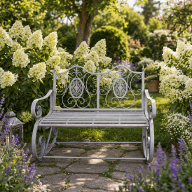 Metal Garden Rocking Bench - Grey