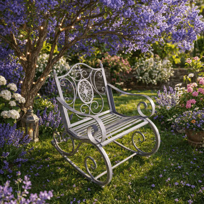Metal Garden Rocking Chair - Grey