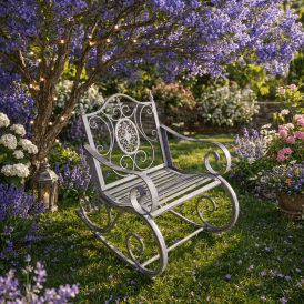 Metal Garden Rocking Chair - Grey