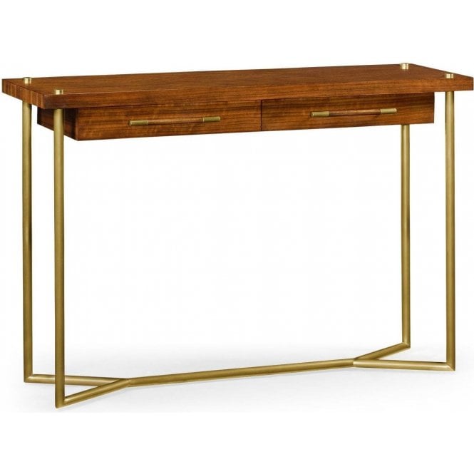Mid Century Console Table With Drawers - Brass