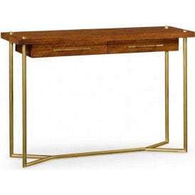 Mid Century Console Table With Drawers - Brass