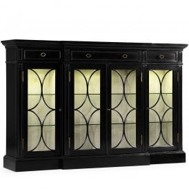 Modern Black 4 Door Glass Display Sideboard Cabinet