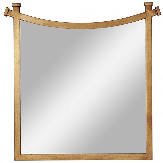 Modern Gold Square Wall Mirror With Curved Top