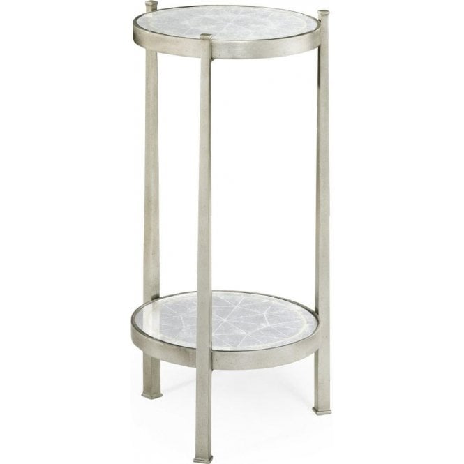 Modern Small Silver Round Glass Side Table 