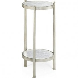 Modern Small Silver Round Glass Side Table 