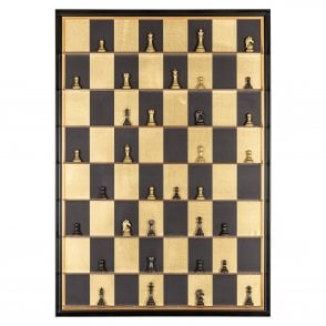 Richmond Interiors Nala Black & Gold Chess Board Wall Art | Framed 3D Chess Piece Display