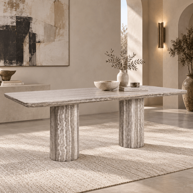 Nebula Modern Travertine Dining Table 225cm | Seats 6-8