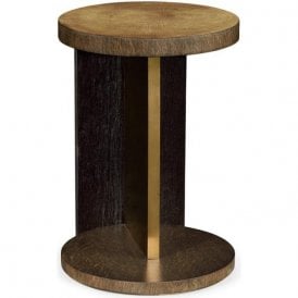Oak Round Side Table Brass 