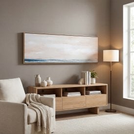Ondra extra-wide horizontal framed painting displayed as statement decor above a contemporary sideboard.