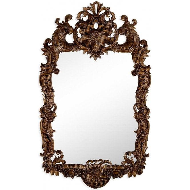 Ornate Rococo Style Mirror - Carved Walnut