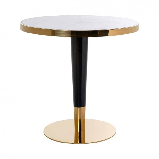Osteria White Faux Marble Top Gold Round Bistro Table 80cm