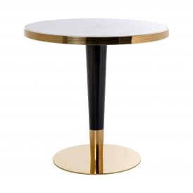Osteria White Faux Marble Top Gold Round Bistro Table 80cm
