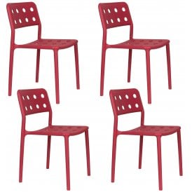 Outdoor Dining Chairs, Set of 4 - Red