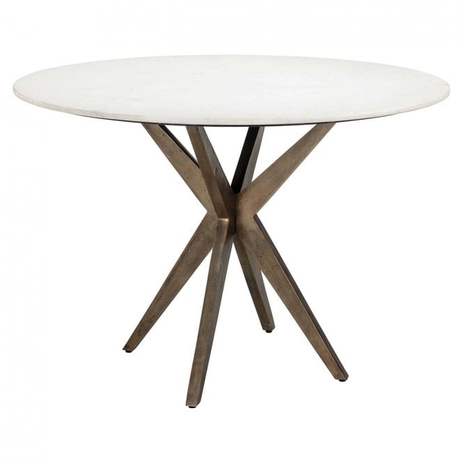 Pearl White Marble Round Dining Table - 114cm