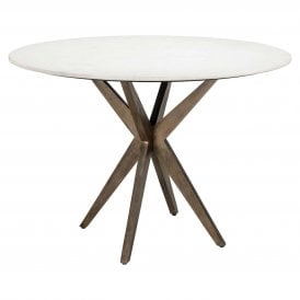 Pearl White Marble Round Dining Table - 114cm
