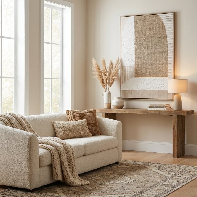 Petra Japandi Framed Canvas Abstract Wall Art | Large Cream Wabi-Sabi Decor