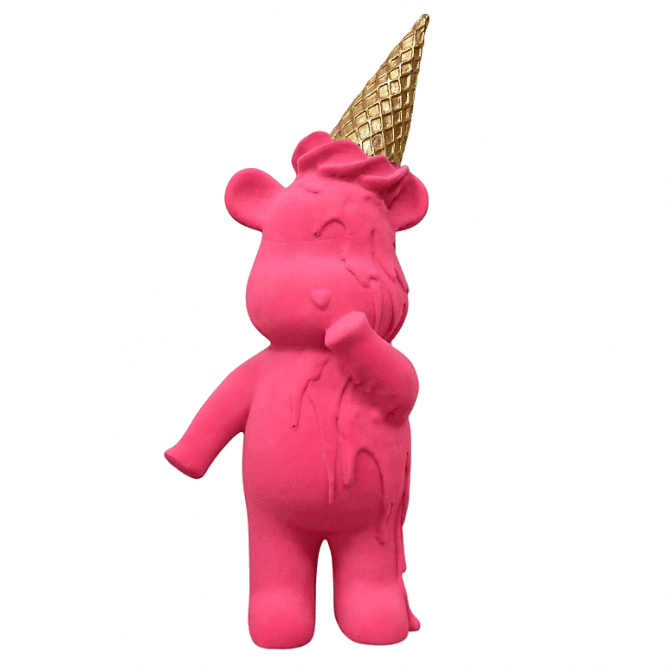Pink Bear With Ice Cream Cone Ornament