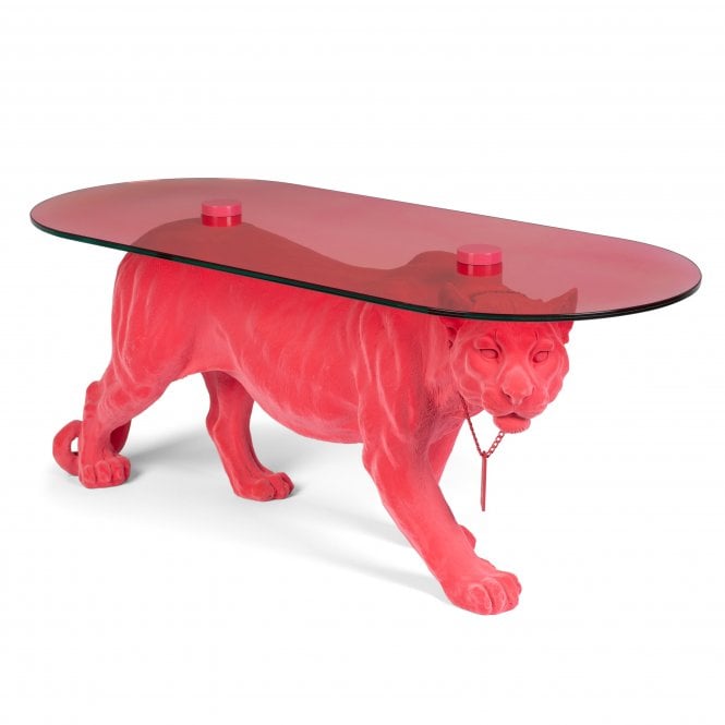 Pink Panther Glass Top Coffee Table 