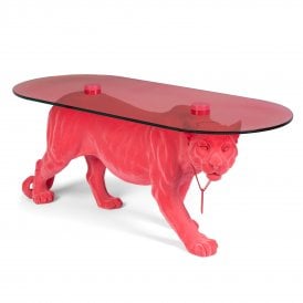 Pink Panther Glass Top Coffee Table 