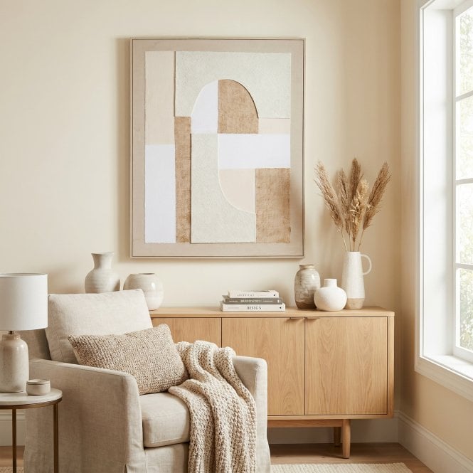 Portina Japandi Framed Canvas Abstract Wall Art | Large Neutral Wabi-Sabi Decor