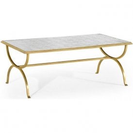 Rectangular Gold Coffee Table With Glass Top