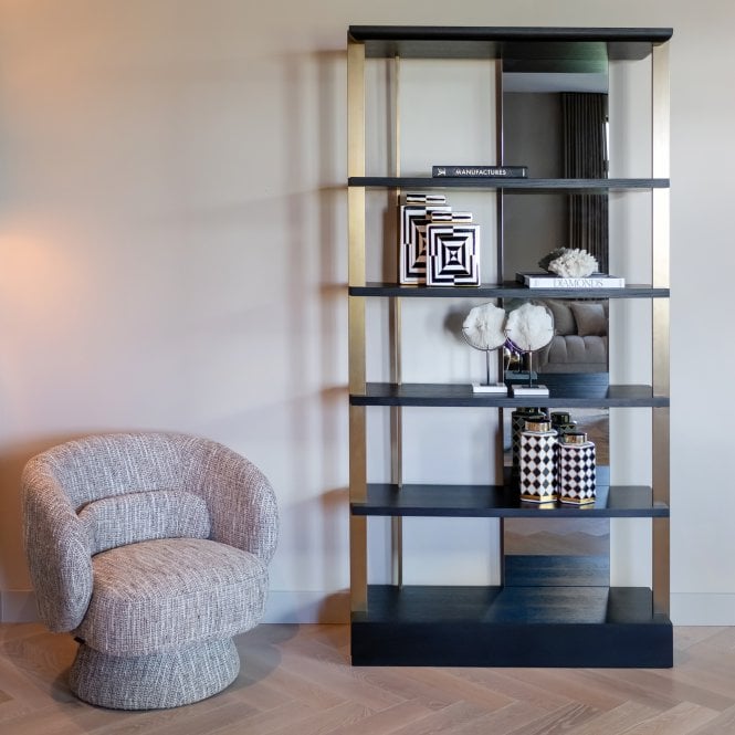 Rigley Modern Brown Oak Display Unit With Mirror