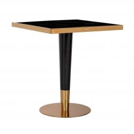 Roco Black Faux Marble Brass Square Bistro Table 70cm