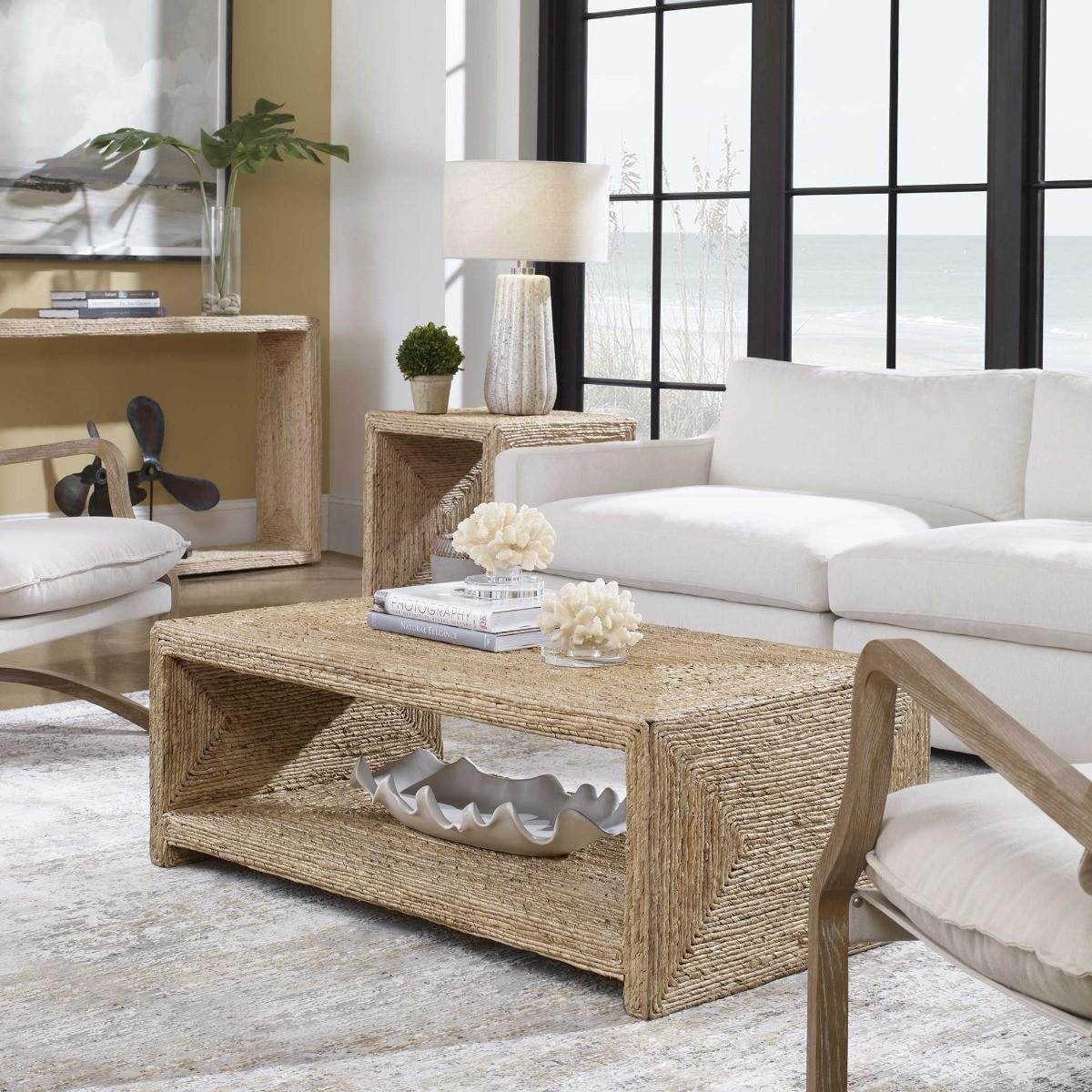 Rora Rattan Open Center Coffee Table | Swanky Interiors