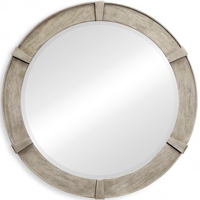 Rustic Grey Round Wall Mirror 36''