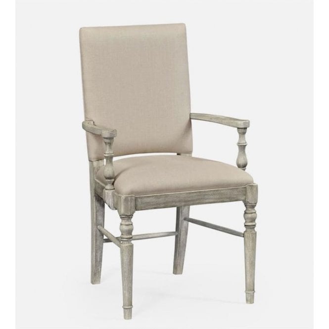 Rustic Grey Upholstered Dining Armchair