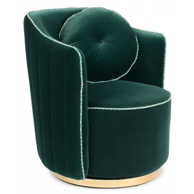 Sassy Granny Swivel Lounge Chair In Dark Green Velvet