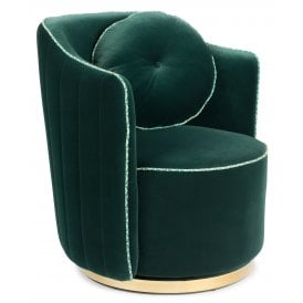 Sassy Granny Swivel Lounge Chair In Dark Green Velvet