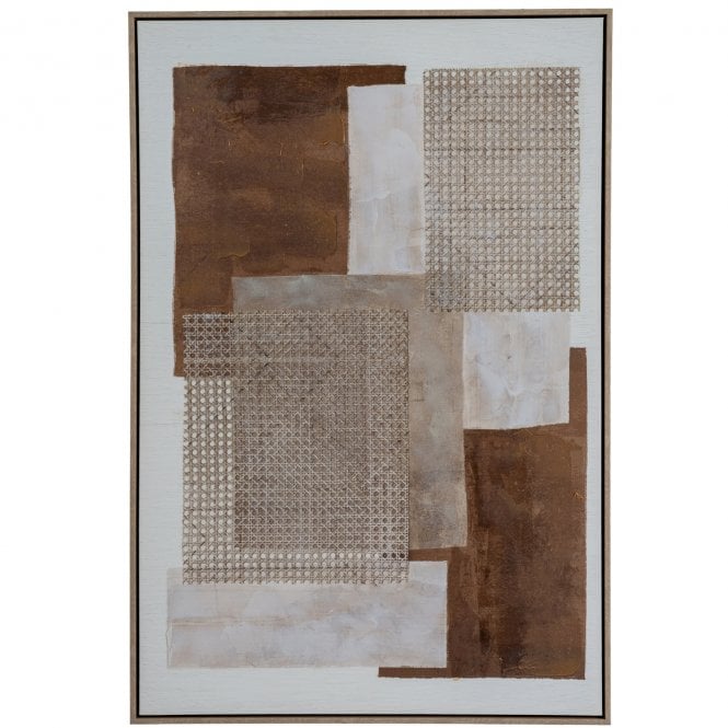 Sedora Hand Painted Abstract Canvas Framed Wall Art | Large Scandi Brown Decor