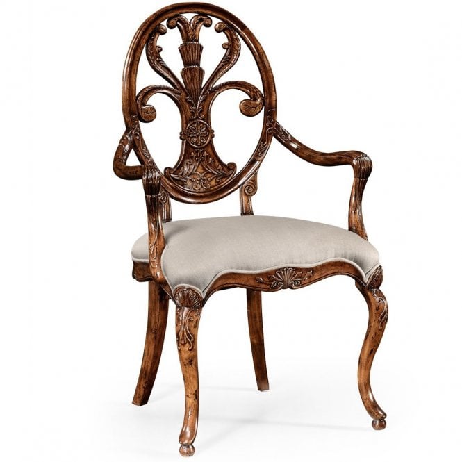 Sheraton Style Walnut Dining Armchair 