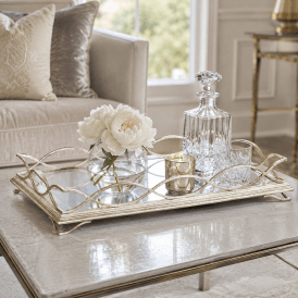Silver Rectangular Mirrored Serving Tray