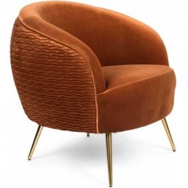 So Curvy Loveseat Lounge Chair in Orange Velvet 