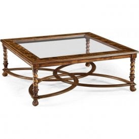 Square Coffee Table With Glass Top 52''