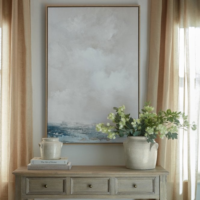 Stratos Hand Painted Abstract Canvas Framed Wall Art | Large Coastal Seascape Decor