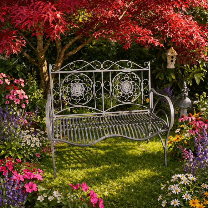 Stunning Metal Garden Bench - Brown